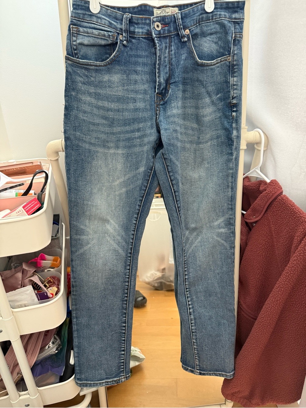 Nation of Saints Men's Blue Washed Slim Denim Jeans